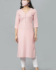 Gray Peach V Neck Candy Cane Kurta