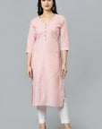 Gray Peach V Neck Candy Cane Kurta