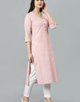 Thistle Peach V Neck Candy Cane Kurta