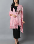 Light Pink Pink Bird Pashmina-Cashmere Stole