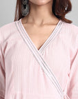 Pink Gota Angarkha Kurta Leggings Set