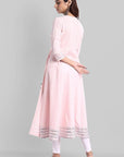 Pink Gota Angarkha Kurta Leggings Set