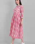 Gray Pink Ikkat Knee-length Dress