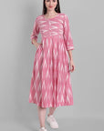 Gray Pink Ikkat Knee-length Dress