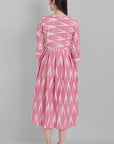 Gray Pink Ikkat Knee-length Dress