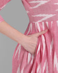 Rosy Brown Pink Ikkat Knee-length Dress