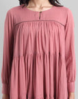 Pink Mul Cotton Graduated Long Dress