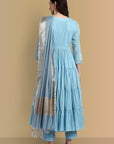 Powder Blue Graduated Anarkali - Set of 3