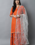 Chocolate Rust Maharani Kurti Gharara Set