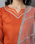 Firebrick Rust Maharani Kurti Gharara Set