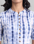 Shibori Print Front Open High-Low Dress