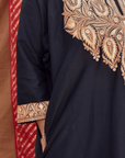 Silk Black Phiran with Gold Tilla Embroidery