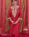 Silk Red Phiran with Gold Tilla Embroidery