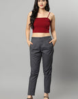 Brown Straight Fit Charcoal Drainpine Pants