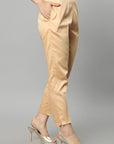 Tan Straight Fit Beige Drainpipe Pants