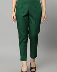 Dark Slate Gray Straight Fit Green Drainpipe Pants