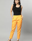 Sandy Brown Straight Fit Mustard Drainpipe Pants