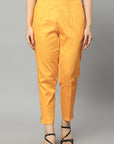 Sandy Brown Straight Fit Mustard Drainpipe Pants