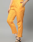 Sandy Brown Straight Fit Mustard Drainpipe Pants