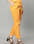 Sandy Brown Straight Fit Mustard Drainpipe Pants