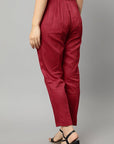 Brown Straight Fit Red Drainpipe Pants