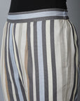 Gray Striped Linen Cotton Drainpipe Pants