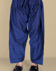 Tan Textured Cotton Silk Ink Blue Pathani - Set of 2