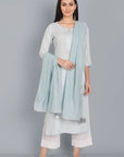 Dark Gray The Light Blue Lurex Kurta with Dupatta - Set of 3