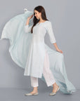 Gray The Light Blue Lurex Kurta with Dupatta - Set of 3