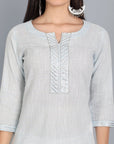 Gray The Light Blue Lurex Kurta with Dupatta - Set of 3