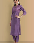 Purple Chanderi Kurta Set For Women