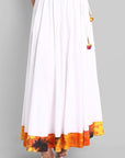 Light Gray White Broad Holi Border Skirt