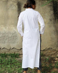 Lavender White Collared Shirt Style Long Kurta