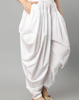 Lavender White Cotton Dhoti Pants