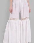 Gray White Cotton Hakoba Lace Gharara Pants