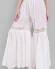 Light Gray White Cotton Hakoba Lace Gharara Pants