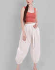 Gray White Cotton Harem Pants
