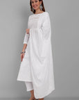 White Cotton Mul Chikankari Kurta & Pant set - Set of 3