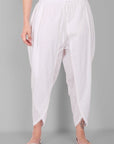 White Cotton Tulip Pants For Women