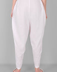 White Cotton Tulip Pants For Women