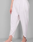 White Cotton Tulip Pants For Women