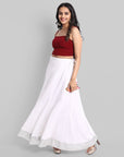 Light Gray White Fish Cut Silver Border Skirt