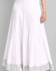 Light Gray White Fish Cut Silver Border Skirt