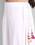Light Gray White Fish Cut Silver Border Skirt