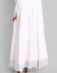 Light Gray White Fish Cut Silver Border Skirt