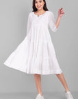 Gray White Mul Cotton Graduated Short Dress