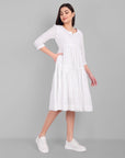Gray White Mul Cotton Graduated Short Dress