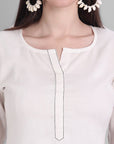Light Gray White Naira Kurta Pants Set