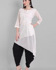 Gray White Naira Kurta Pants Set