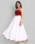 Light Gray White Narrow Holi Border Skirt